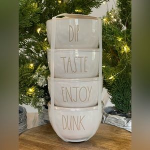 ✨ Brand NEW w/Tags Rae Dunn Set of 4 Ramekins - DIP, TASTE, ENJOY, DUNK ✨